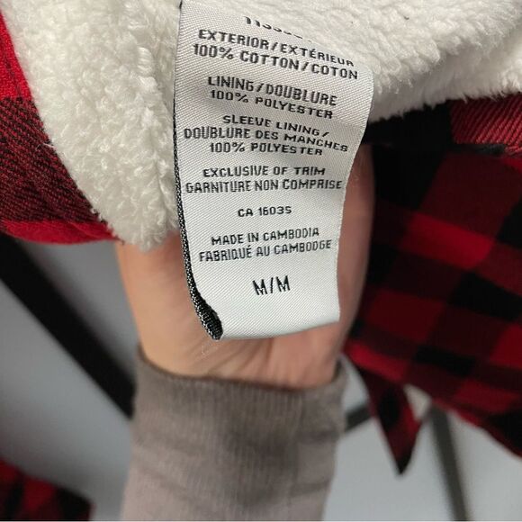 [M] BC Clothing Women’s Red & Black Plaid Snap Button Shacket With Fleecy Lining - Picture 15 of 15